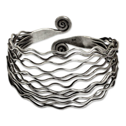 Hypnotic Moon Sterling Silver Cuff Bracelet