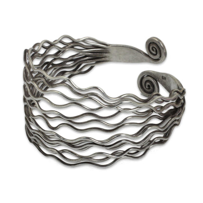 Hypnotic Moon Sterling Silver Cuff Bracelet