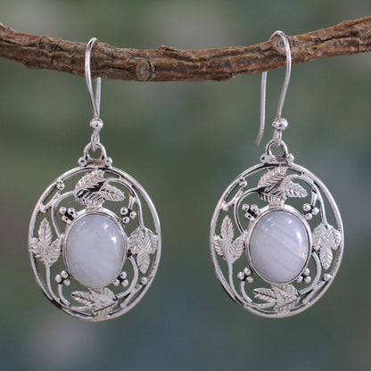 Moonlit Avatar Handcrafted Rainbow Moonstone and Sterling Silver Earrings