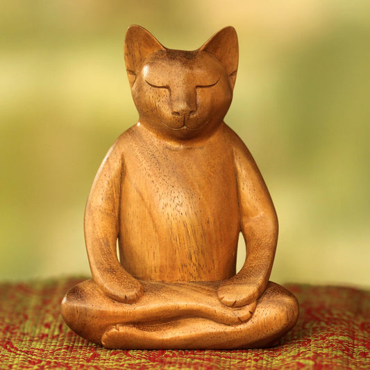 Ginger Cat Does Yoga Lotus Position Yoga Cat Carving