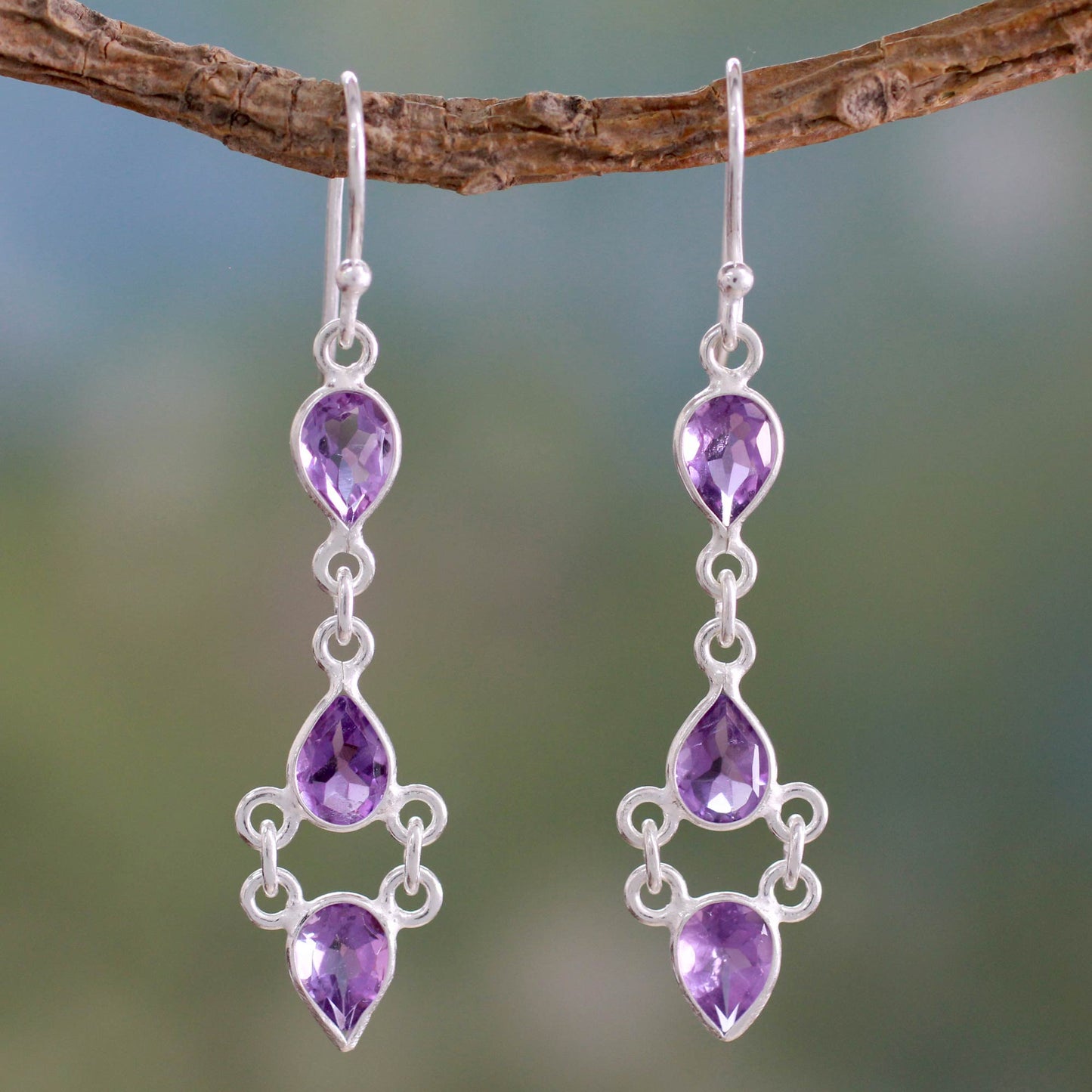 Mystic Wonder Amethyst and Sterling Silver Indian Earrings