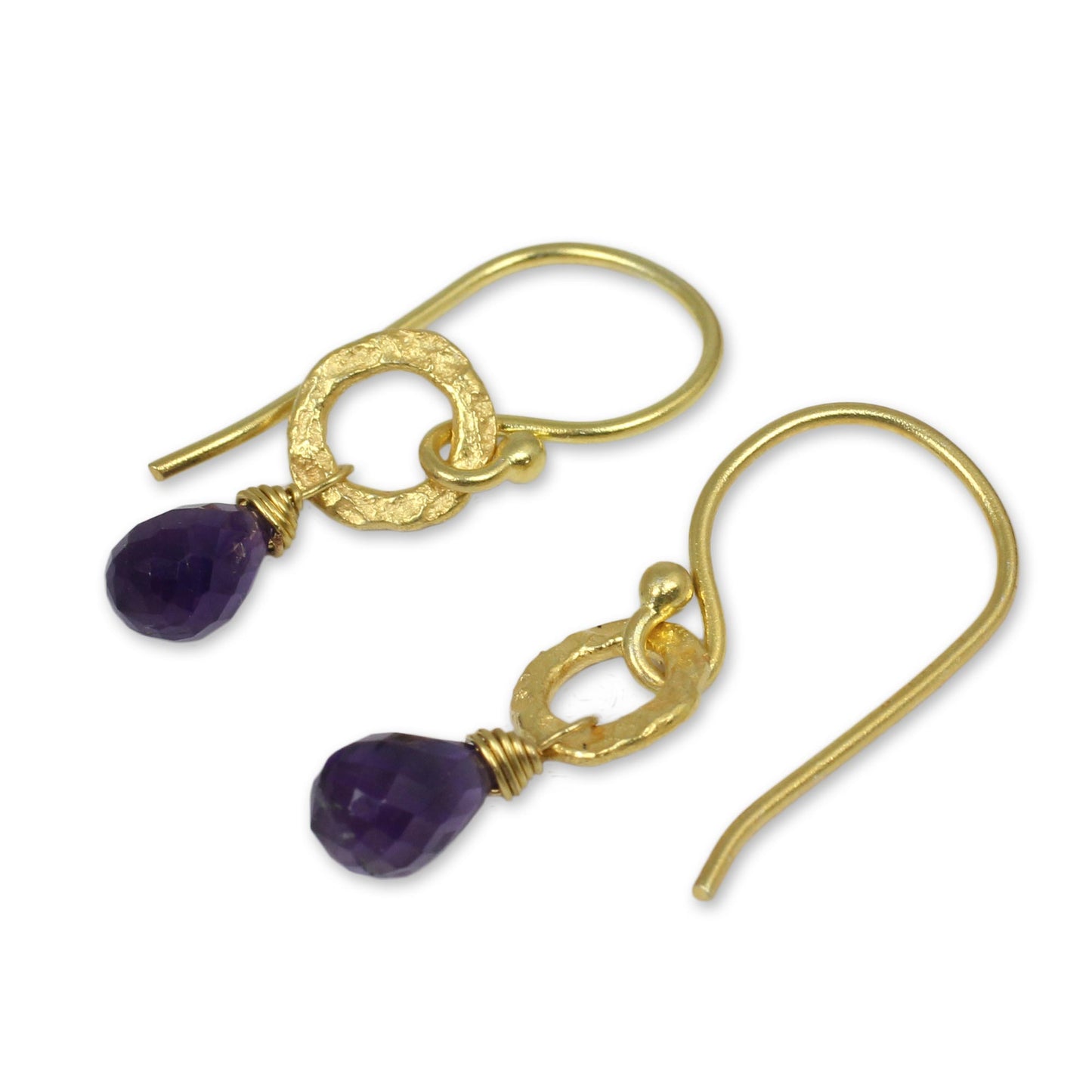 Lilac Suns Fair Trade Gold Plated Earrings with Amethysts