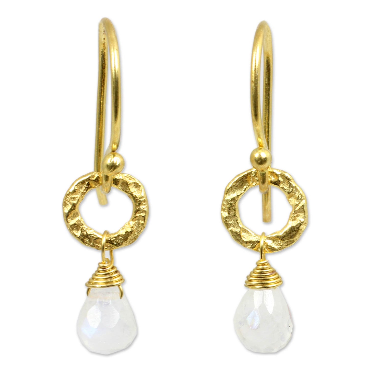 Dewy Suns Fair Trade Gold Plated Earrings with Moonstone