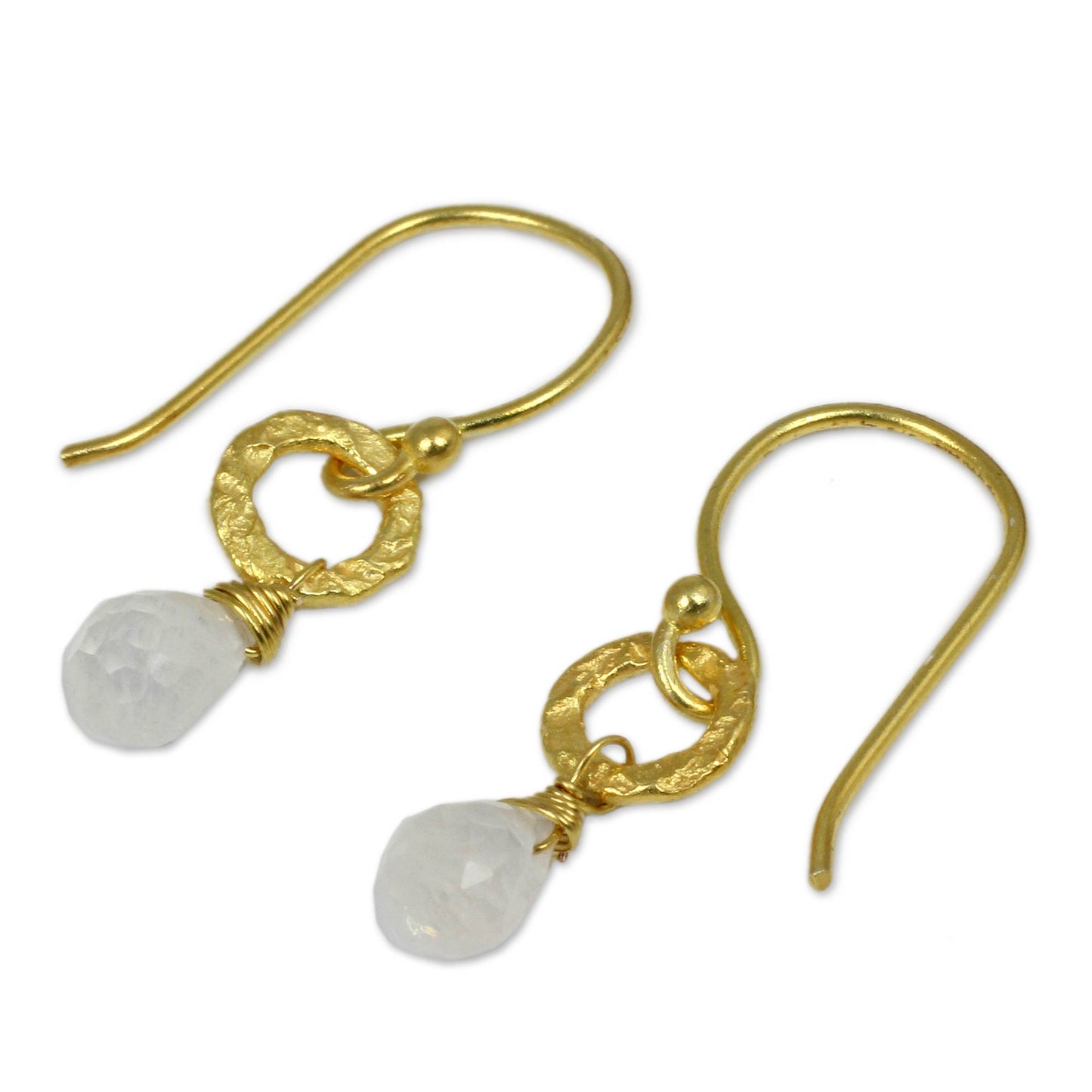 Dewy Suns Fair Trade Gold Plated Earrings with Moonstone