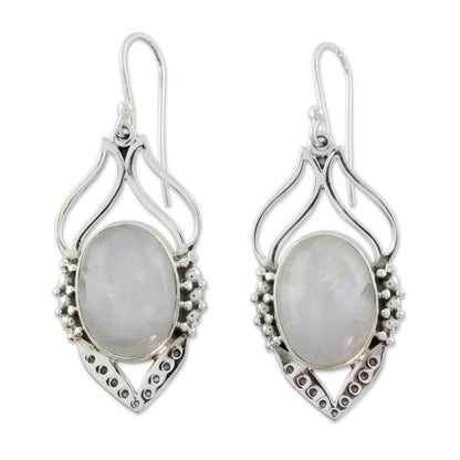 Passion Leaf Moonstone Dangle Earrings