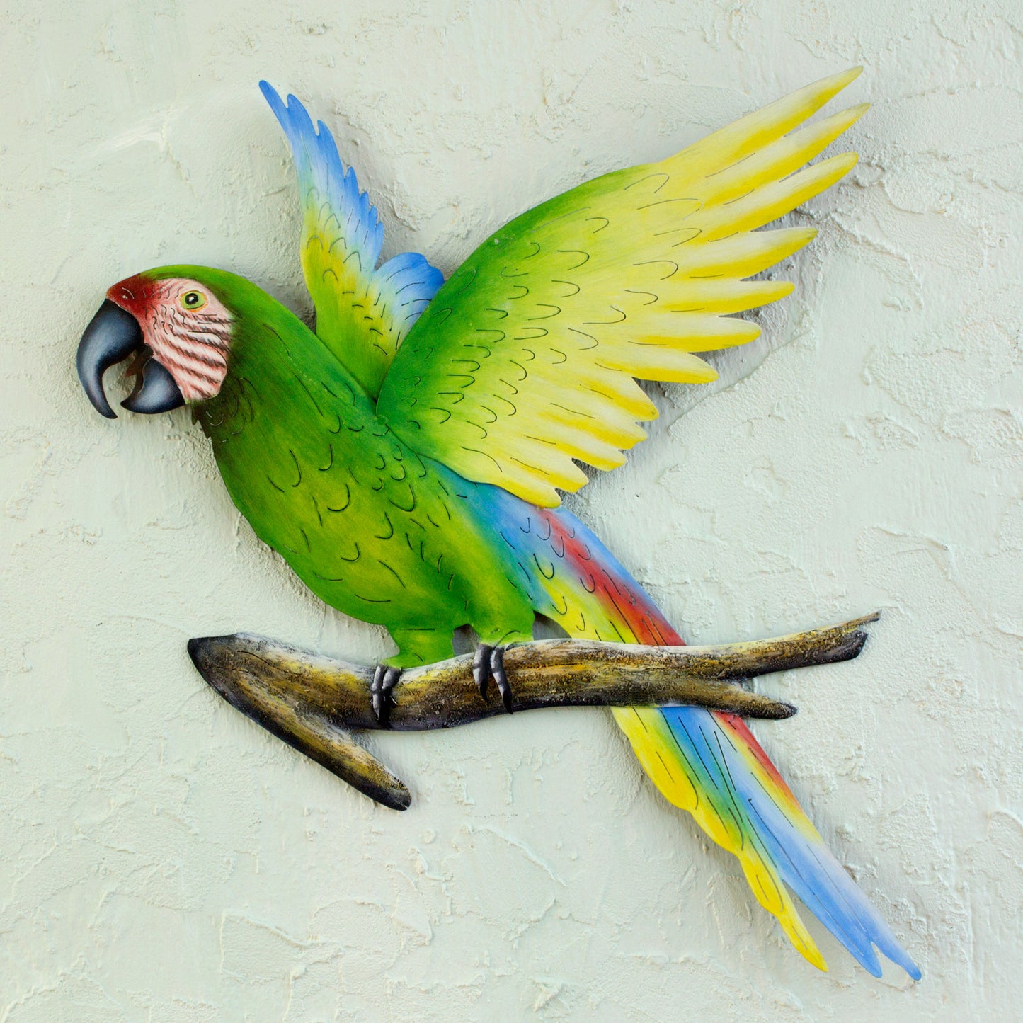 Military Macaw Handmade Green Macaw Wall Sculpture