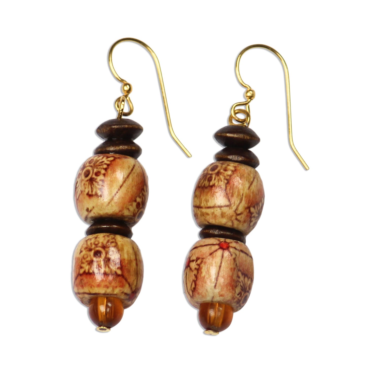 Peace African Handmade Eco Friendly Wood Bead Earrings