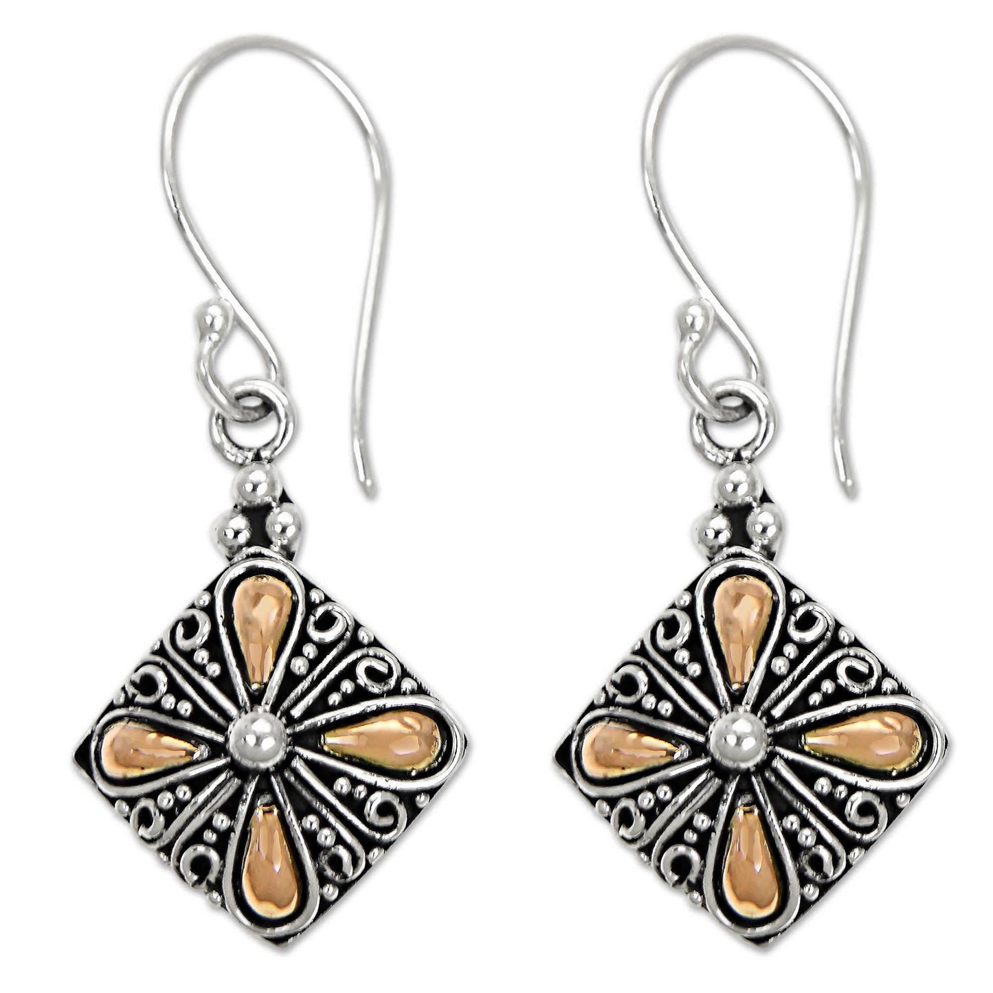 Jasmine Petal Sterling Silver Dangle Earrings