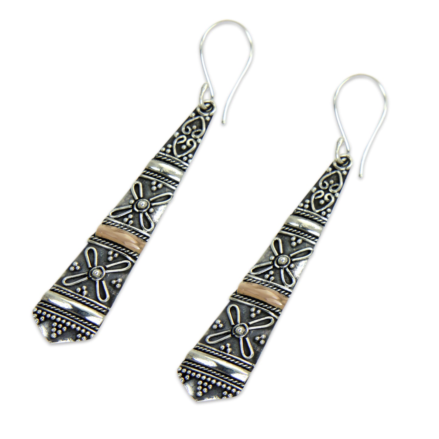 Denpasar Delight 18k Gold Accent Sterling Silver Dangle Earrings