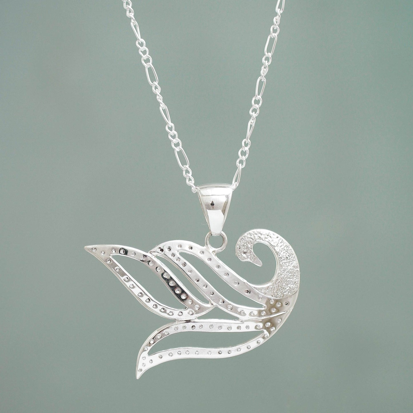 Graceful Swan Silver Silhouette Pendant Necklace from Peru