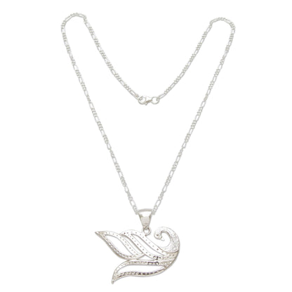 Graceful Swan Silver Silhouette Pendant Necklace from Peru