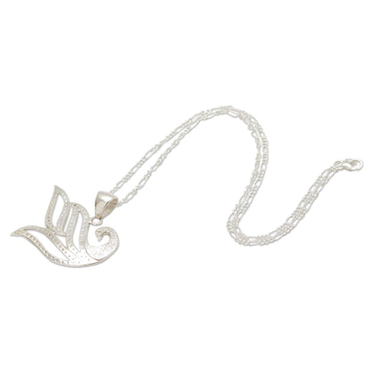 Graceful Swan Silver Silhouette Pendant Necklace from Peru