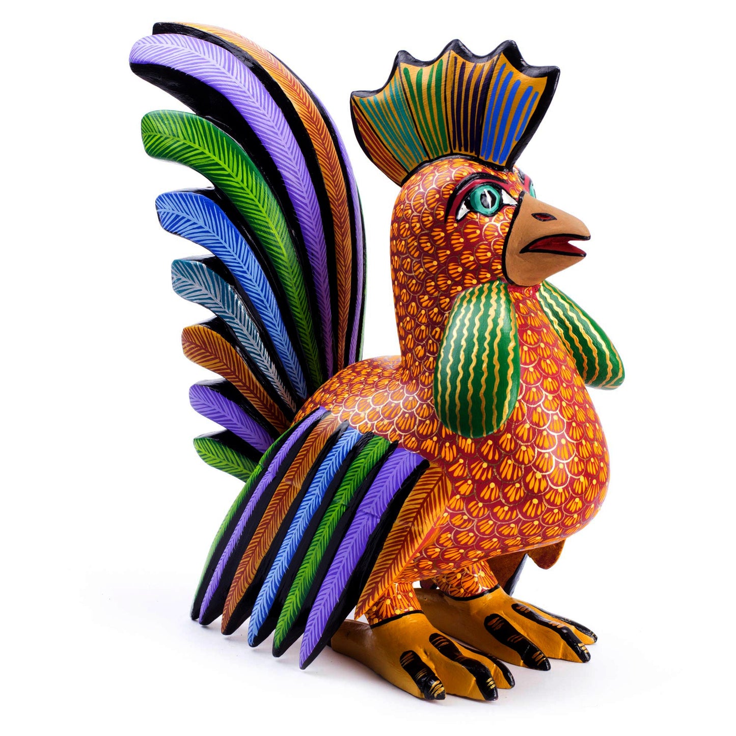 Proud Rooster Rooster Alebrije Sculpture from Mexico