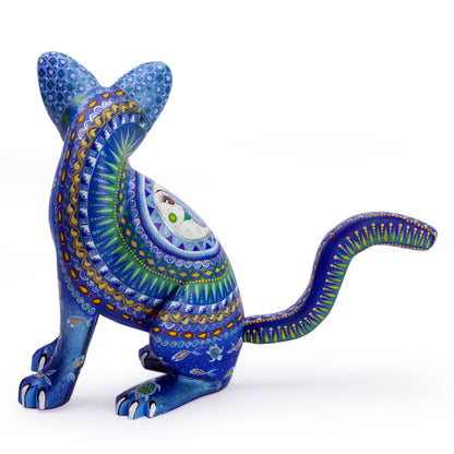 Cat of the Moon and Water Mexico Alebrije Mystical Cat Sculpture Oaxaca Folk Art