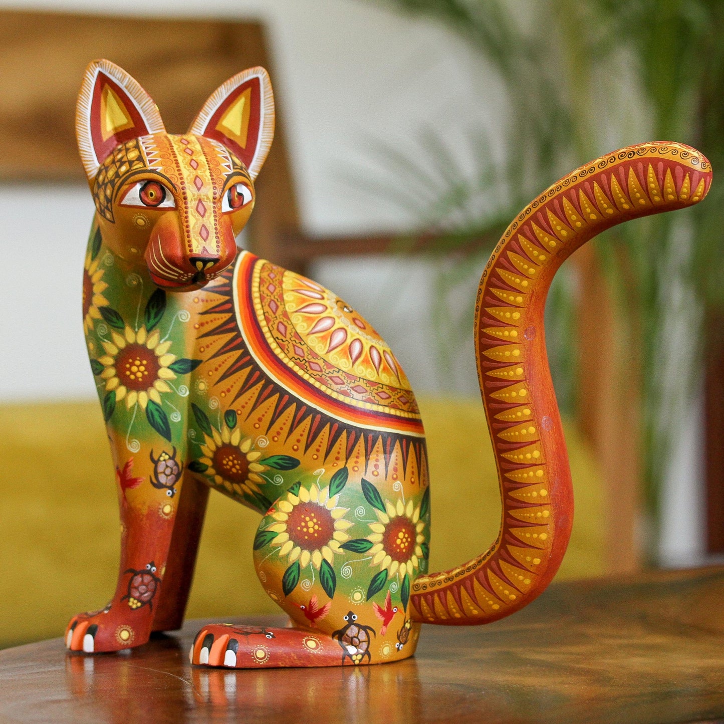 Cat of the Sun Mexico Oaxaca Folk Art Alebrije Mystical Cat Sculpture