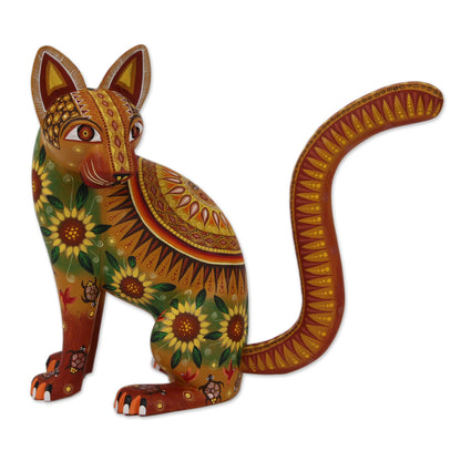 Cat of the Sun Mexico Oaxaca Folk Art Alebrije Mystical Cat Sculpture