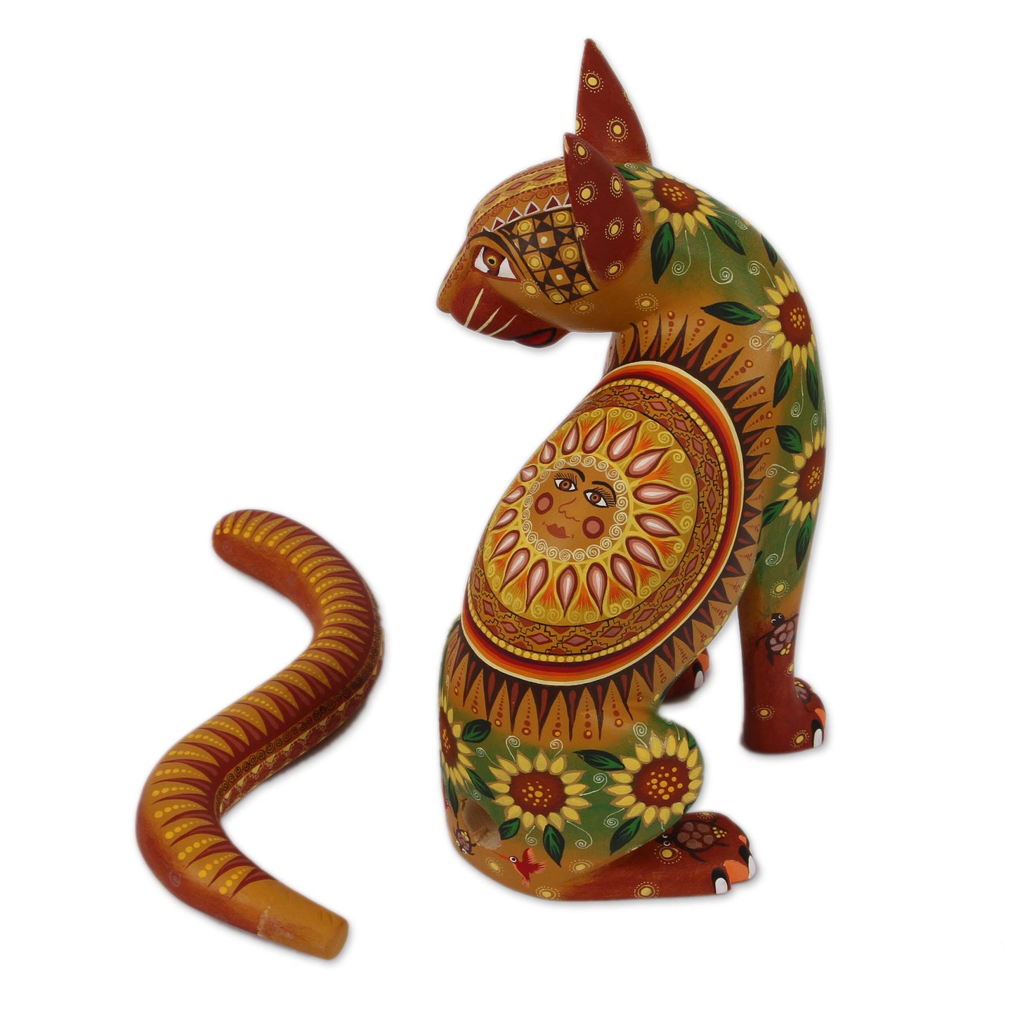 Cat of the Sun Mexico Oaxaca Folk Art Alebrije Mystical Cat Sculpture