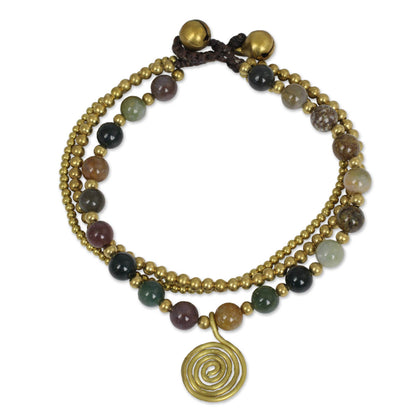 Harmonious Blend Thai Beaded Jasper and Brass Bracelet