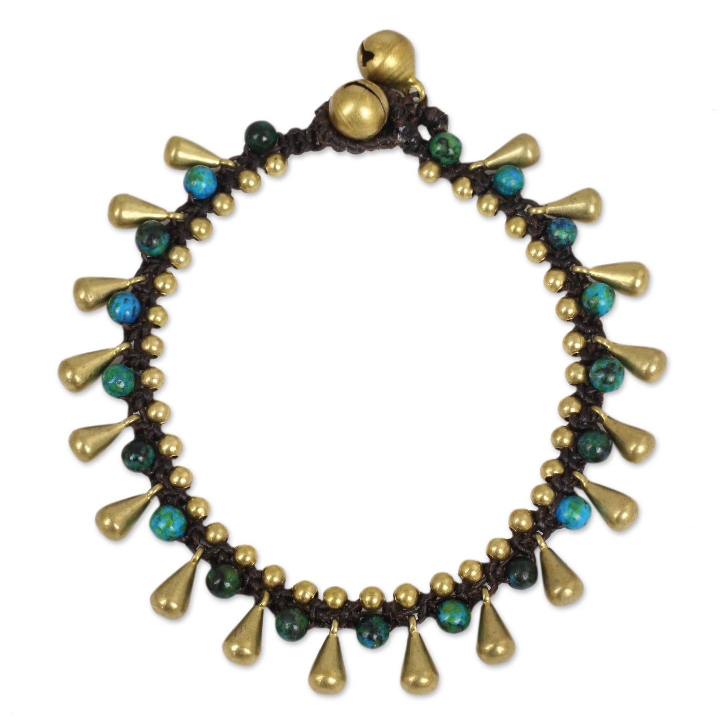 Summer's Charm Handcrafted Serpentine and Brass Bracelet from Thailand