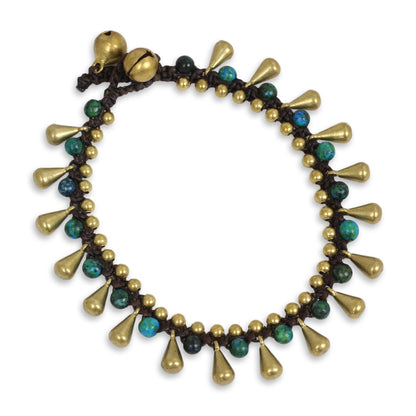 Summer's Charm Handcrafted Serpentine and Brass Bracelet from Thailand