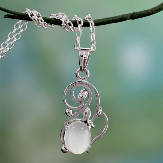 Lunar Treasure Artisan Crafted Moonstone and Sterling Silver Necklace