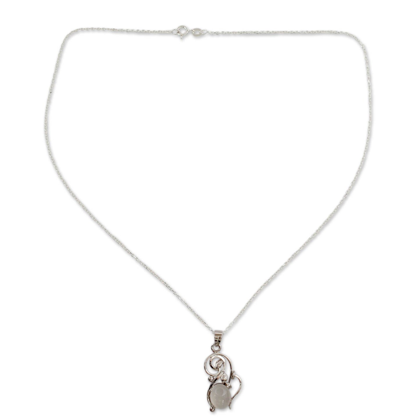 Lunar Treasure Artisan Crafted Moonstone and Sterling Silver Necklace