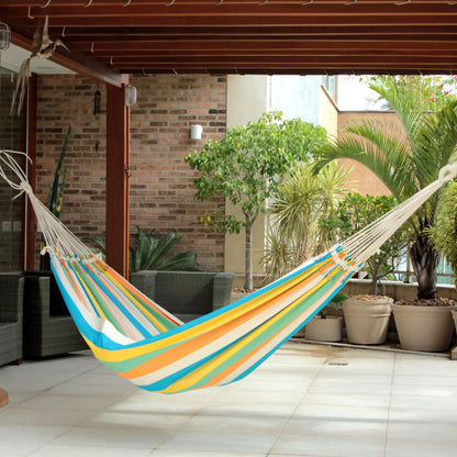 Sea and Sunshine Artisan Crafted Striped Cotton Hammock from Brazil (Double)