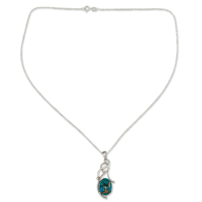 Sky Whisper Blue Composite Turquoise Sterling Silver Necklace from India