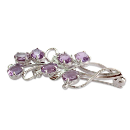 Amethyst Bouquet Sterling Silver Brooch