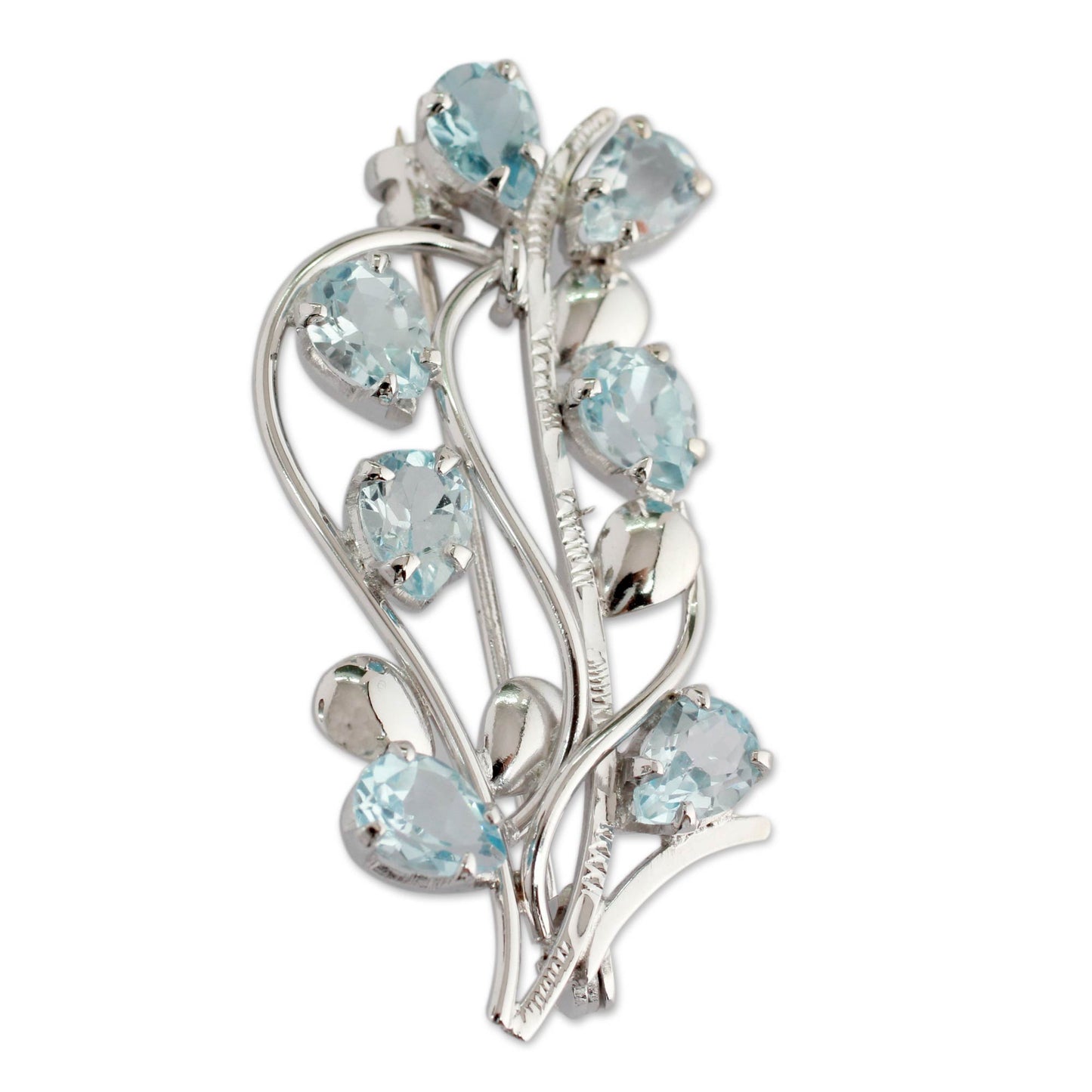 Sky Bouquet Blue Topaz Floral Brooch