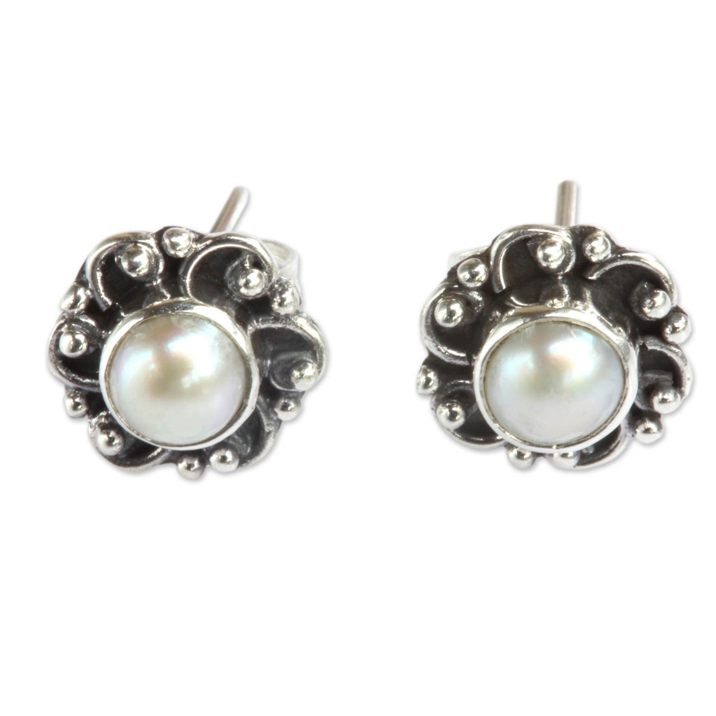 Moonlit Blossoms Pearl Sterling Silver Earrings