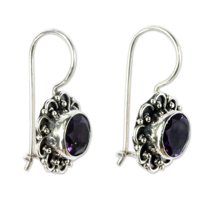 Singaraja Sunflower Purple Amethyst Sunflower Drop Earrings from Bali