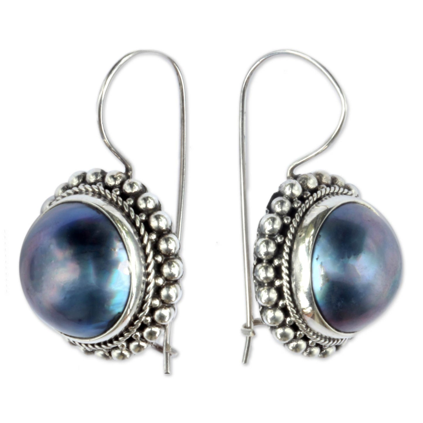 Once in a Blue Moon Artisan Crafted Cultured Blue Mabe Pearl Drop Earrings