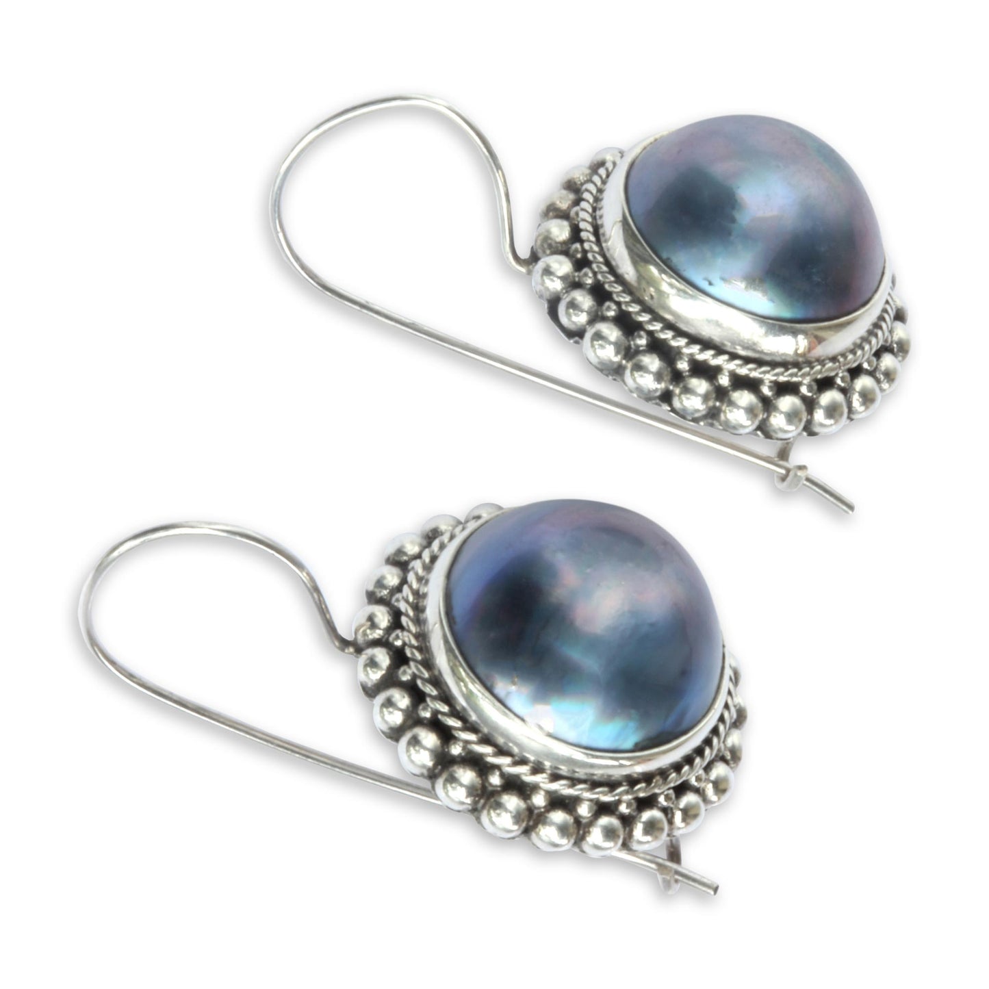 Once in a Blue Moon Artisan Crafted Cultured Blue Mabe Pearl Drop Earrings