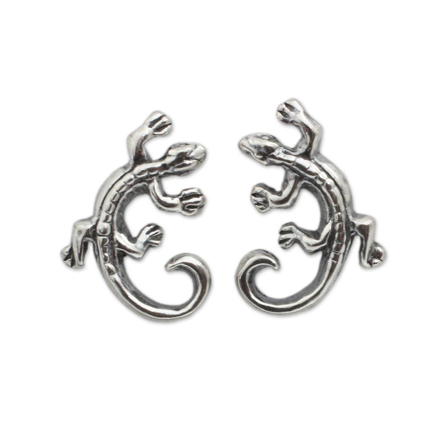 Chameleon Sterling Silver Button Earrings