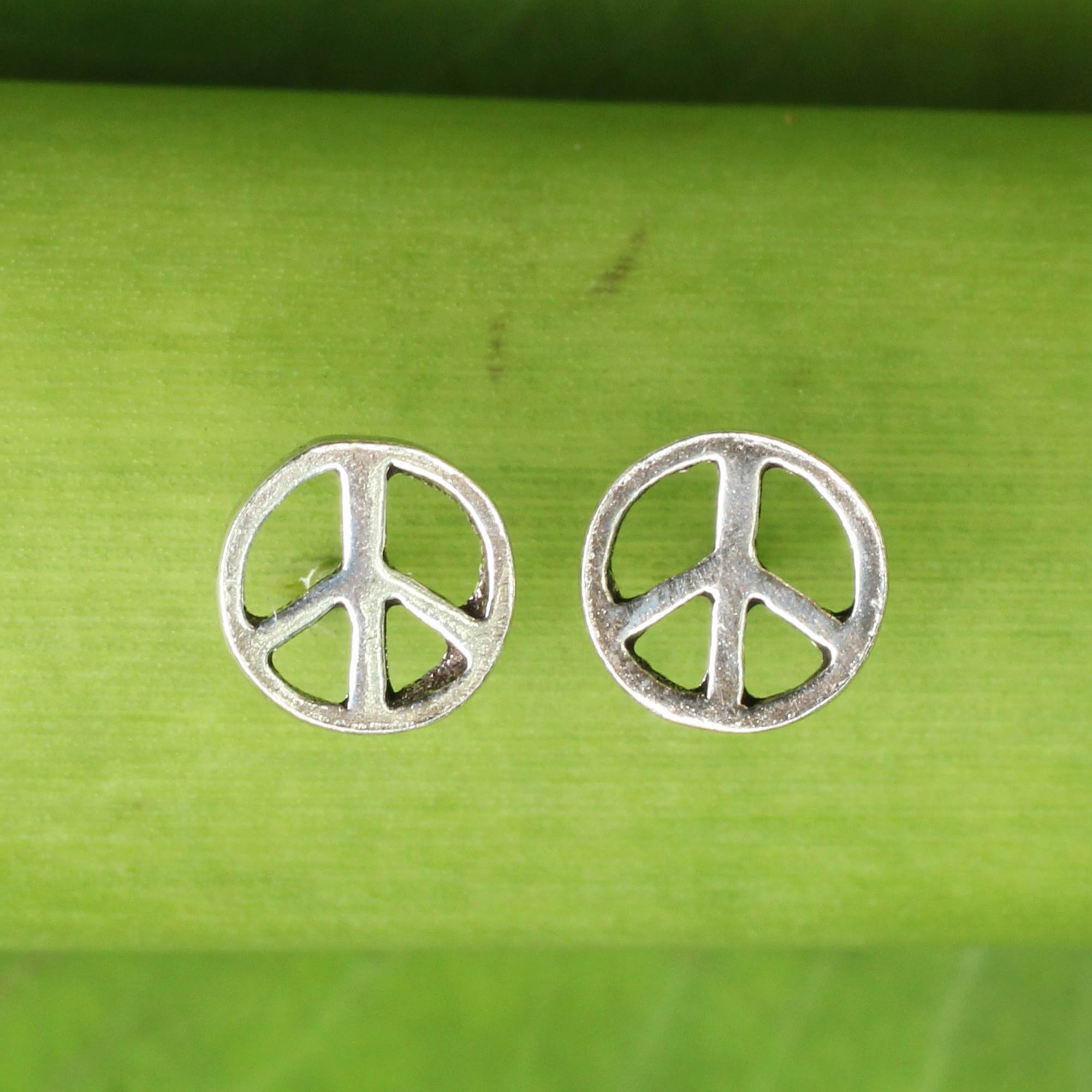 NOVICA Peace Sign Silver Stud Earrings | GreaterGood