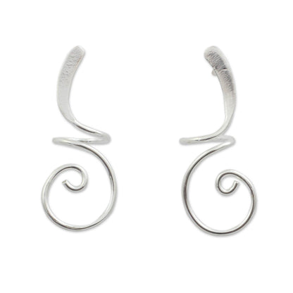 Lovely Spiral Silver Drop Earrings