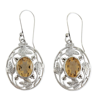 Sunshine Avatar Indian Sterling Silver Dangle Earrings with Citrine