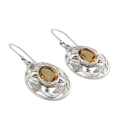 Sunshine Avatar Indian Sterling Silver Dangle Earrings with Citrine