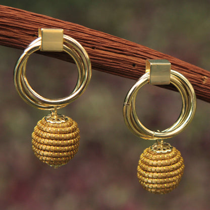 Golden Balloons Brazilian Golden Grass Earrings with Gold Plated Accents