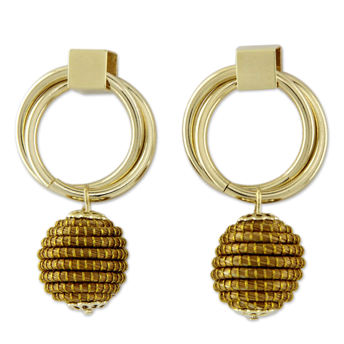 Golden Balloons Brazilian Golden Grass Earrings with Gold Plated Accents