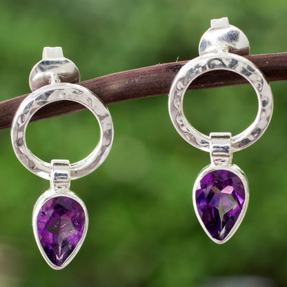 New Era Modern Amethyst and Taxco Silver Earrings