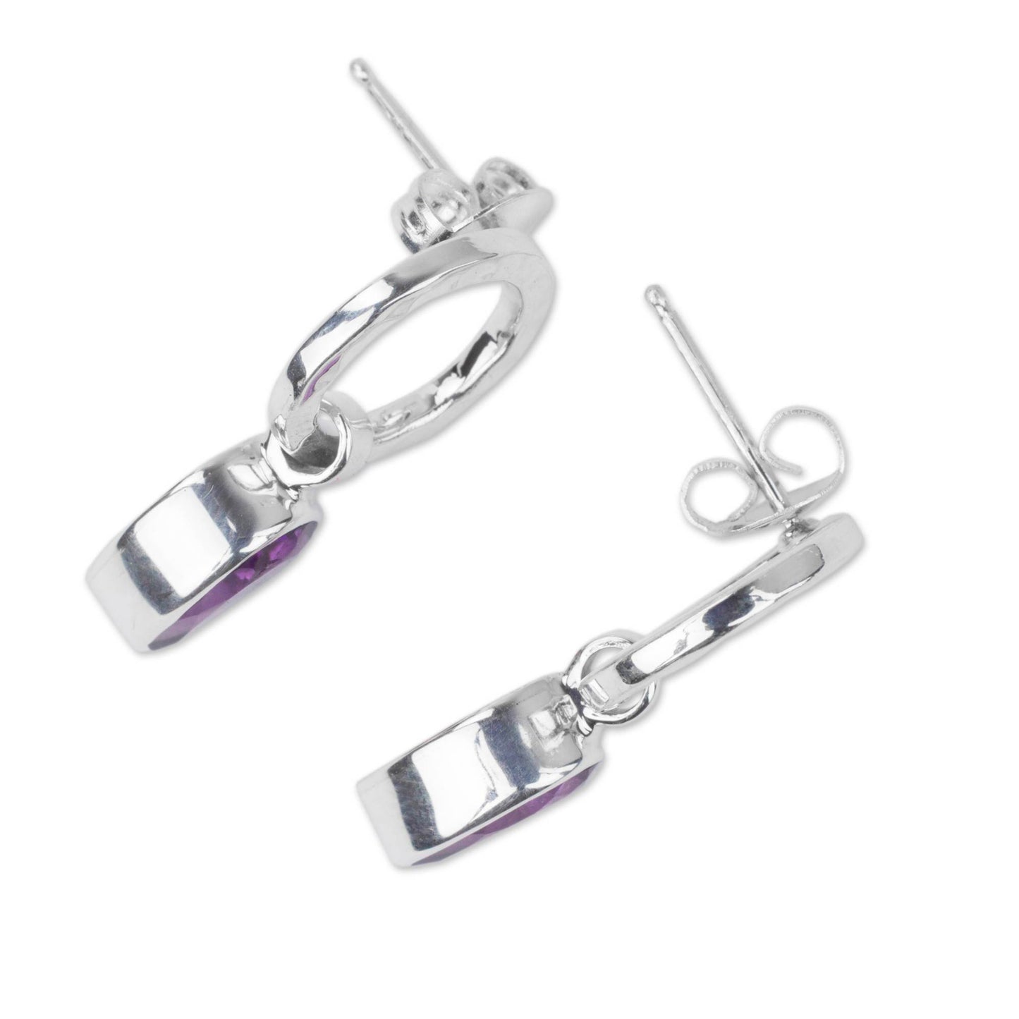 New Era Modern Amethyst and Taxco Silver Earrings