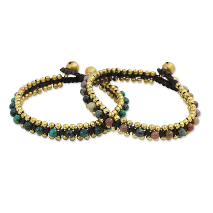 Happy Times Fair Trade Beaded Bracelets with Serpentine and Agate (Pair)