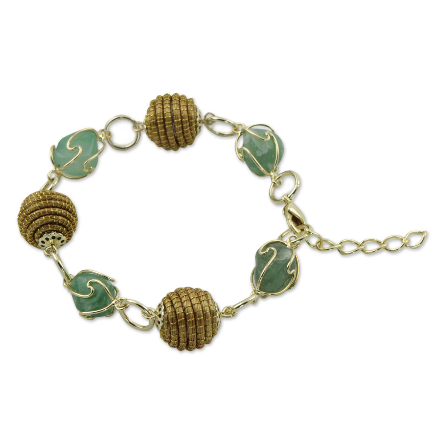 All Aglow in Green Agate Link Bracelet