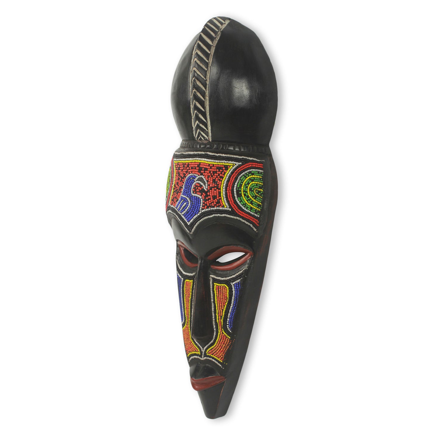 Anuli Unique Hand Beaded Wood African Decorative Mask