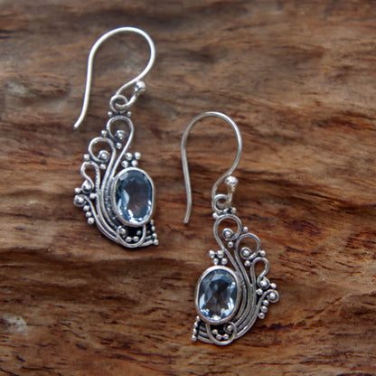 Blue Peacock's Feather Topaz Earrings