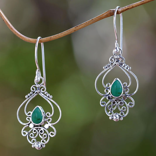 Turquoise Arabesque Silver Earrings