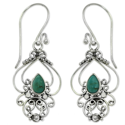 Turquoise Arabesque Silver Earrings