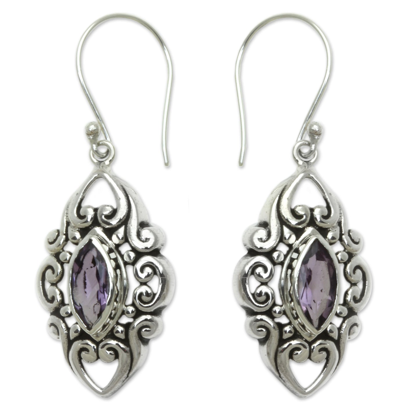 Royal Seal Amethyst & Silver Dangle Earrings